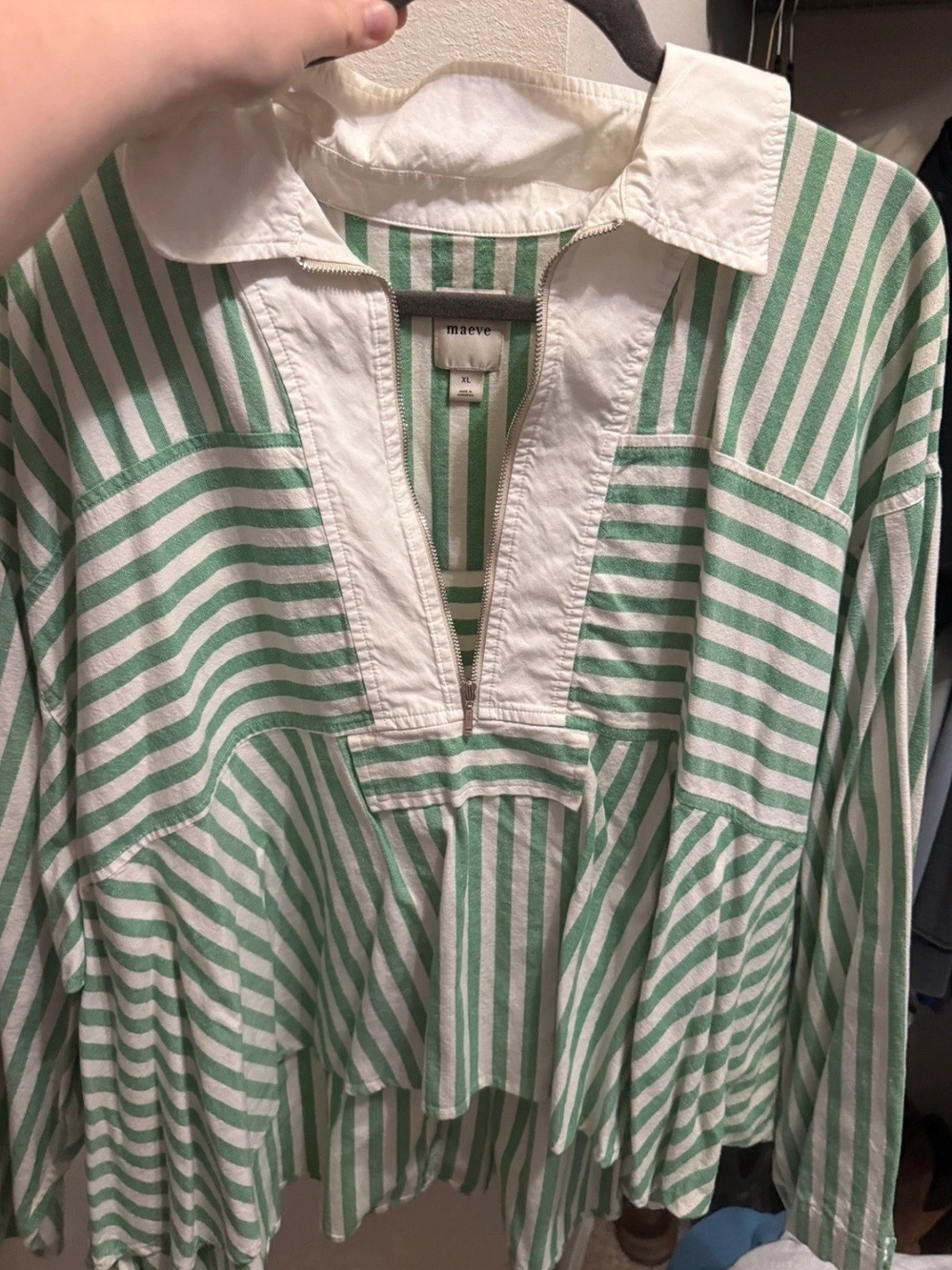Maeve Mint Green & White Striped Popover Tunic